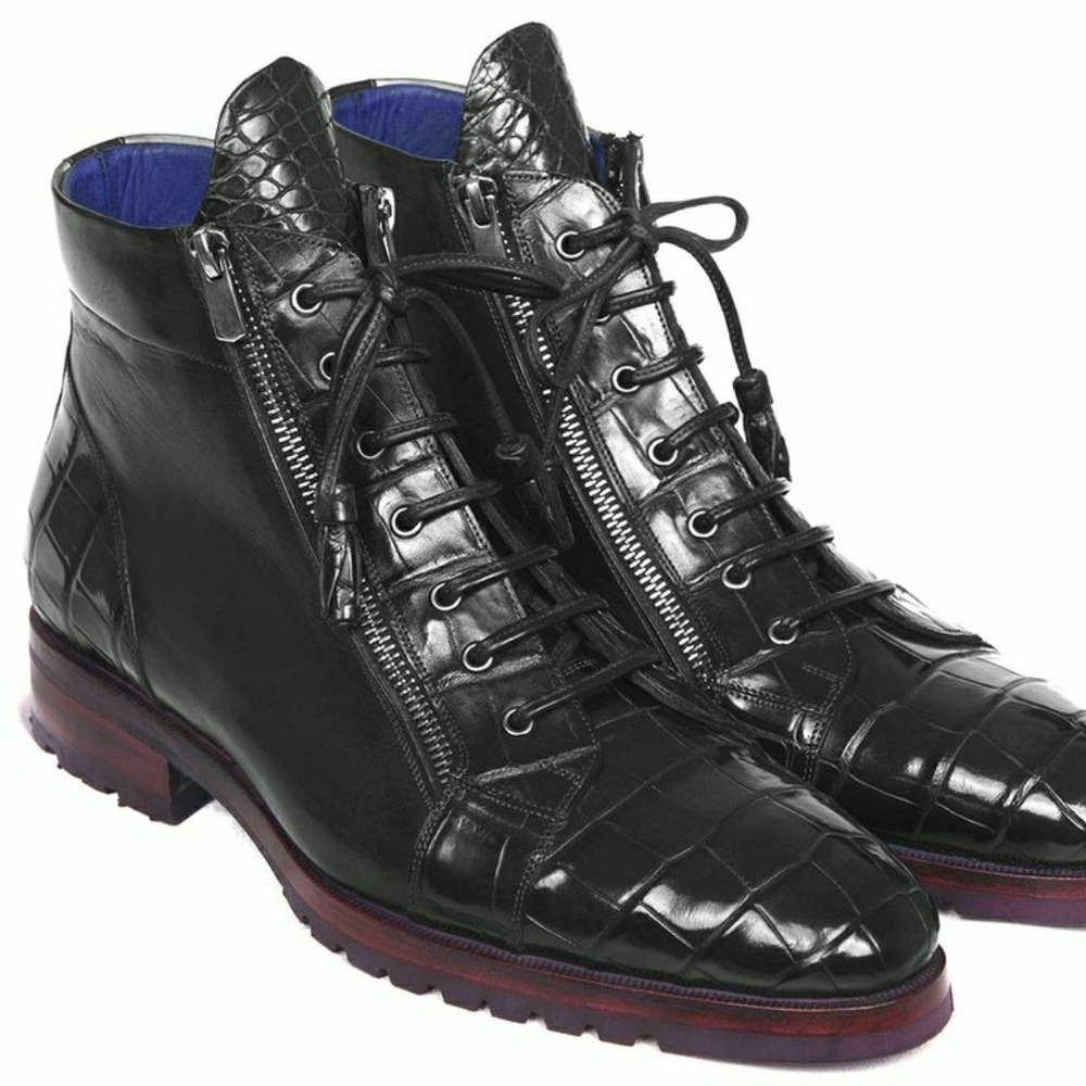 Paul Parkman Black Genuine Crocodile & Calfskin Si